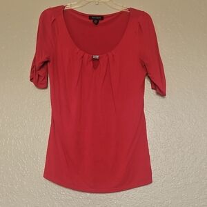 WHBM Sinched Sleeve Scoop Neck Blouse